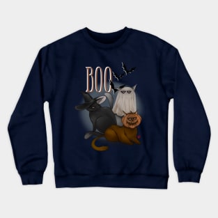 moody halloween cats Crewneck Sweatshirt